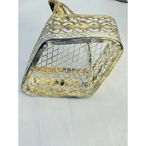 Set of 4  Silver Plated Metal Rose Handle Decorative Trinket Baskets - Picture 6 of 14